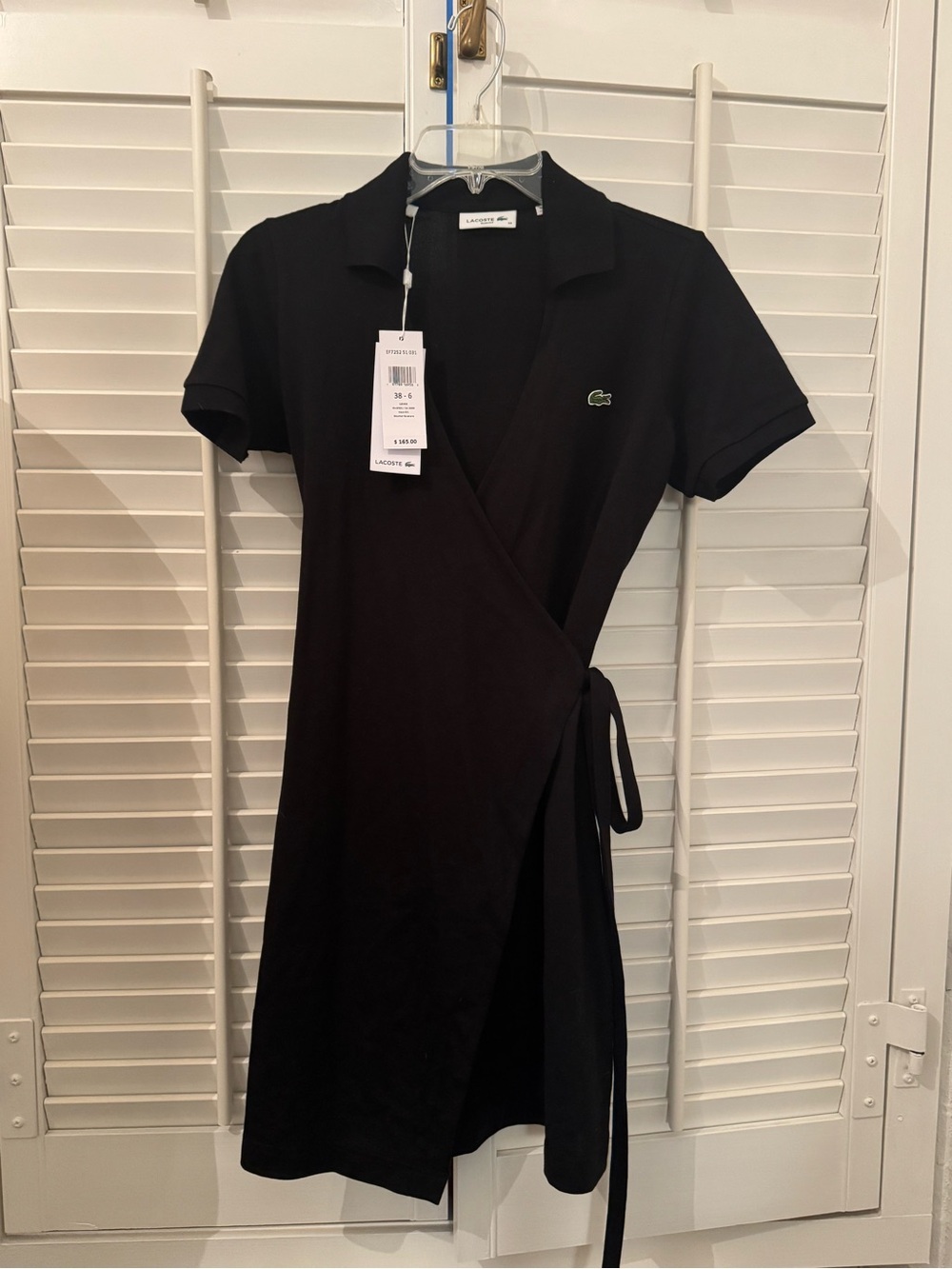 Lacoste Black Wrap Polo Dress - Y2K 2000s style size 38 US 6 NWT